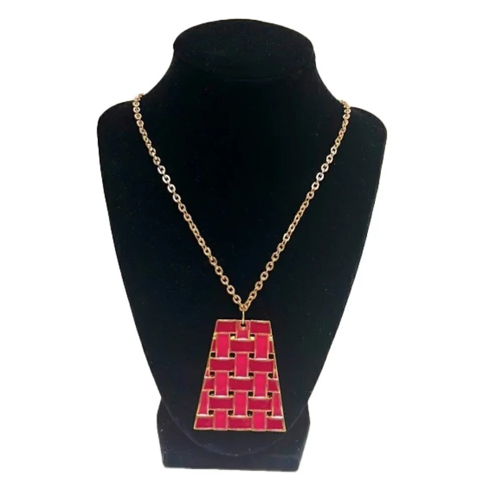 👋 3/$15 GOLD AND PINK GEOMETRIC PENDENT ADJUSTABLE NECKLACE